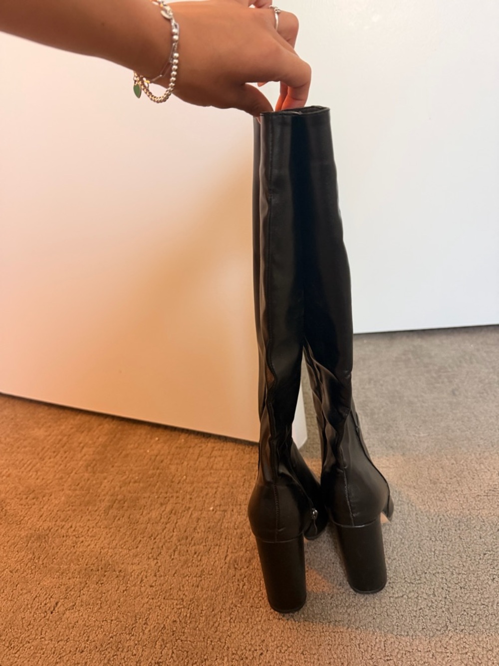 Tall Black Platform Block Heel Boots - Sleek Women's Knee-High Boot